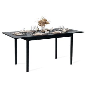 Meubles cosy - mesa de jantar - mdf preta extensível - 120/160x80x75 cm