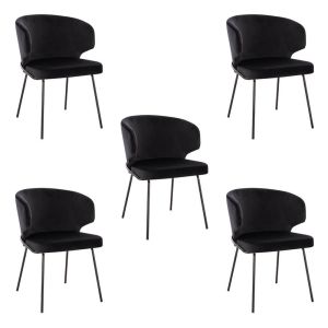 Silla de comedor de terciopelo amara - lote de 5 negro