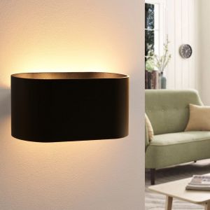 Aplique parede alumínio preto, luz em cima e embaixo, soquete g9