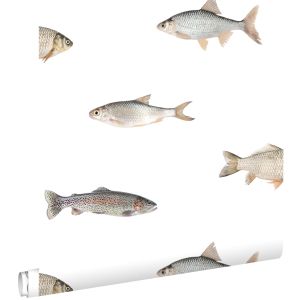 Estahome papel de parede peixes cinzento 50 x 900 cm