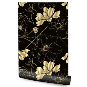 Papel de parede glamoroso não tecido de flores para sala de estar