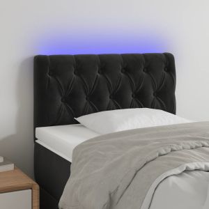 Cabeceira de cama c/ luzes LED veludo 80x7x78/88 cm preto ptob6849