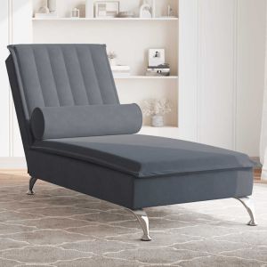Chaise lounge de massagem com rolo veludo cinzento-escuro wf649303