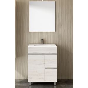 Móvel de banho isquia com lavatório y espelho nordic branco 60x35cm