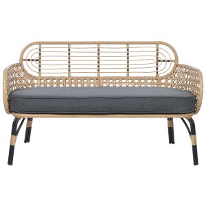 Banco de jardim com almofada pratello 122 cm rattan sintético natural