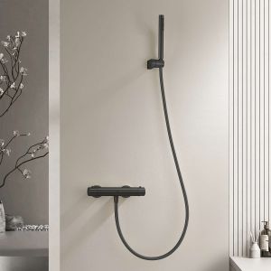 Torneira duche termostática sky bath preto mate inox s304 série supreme