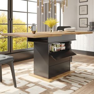 Mesa de jantar extensível preta 75x110 a 140x80cm