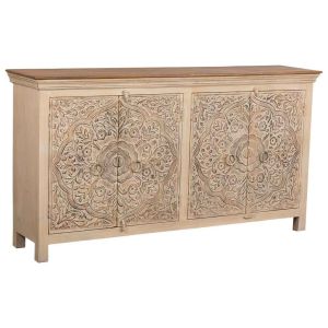 Aparador de madeira bege 175x40x94