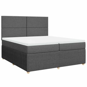 vidaXL cama box spring con colchón tela gris oscuro 200x200 cm