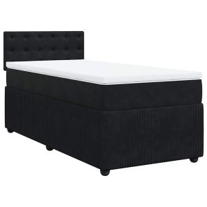 vidaXL cama box spring con colchón terciopelo negro 90x200 cm