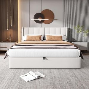 Cama 180x200 pu branca com LED, usb e cabeceira ajustável
