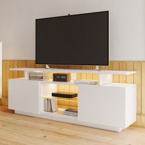 Móvel de tv com LED e 2 portas branco 55x140x35cm