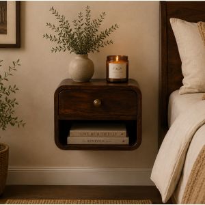 Artisan furniture mini mesa flutuante california walnut, 1 gaveta
