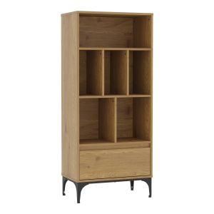 Librería kistiandi 6 compartimentos 137x60x35 cm - efecto roble oscuro
