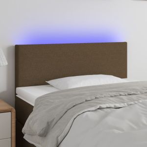 Cabeceira de cama c/ luzes LED tecido 90x5x78/88 cm castanho ptob1554