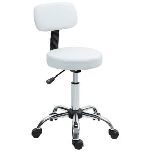 Banco giratório 46x51x78-93 cm couro sintético color blanco Homcom