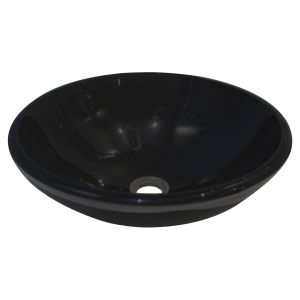 Ondee - lavatório redondo de bancada vitoria - preto - 42cm - vidro