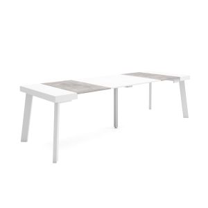 Mesa extensível, 58/262x90x73cm, branco e cinzento, pés de madeira rf3117