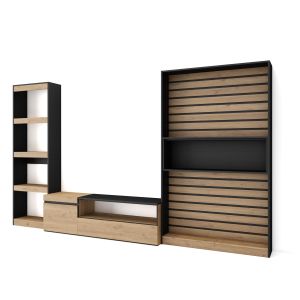 Conjunto de móveis tv, 320x35x186cm, carvalho e preto rf2591