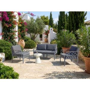 Conjunto de sofás de jardim 4 lugares eriche cinzento escuro