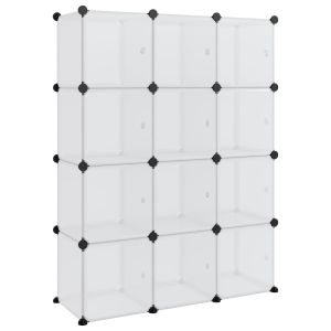 vidaXL estantería cubos 12 compartimentos y puertas pp transparente