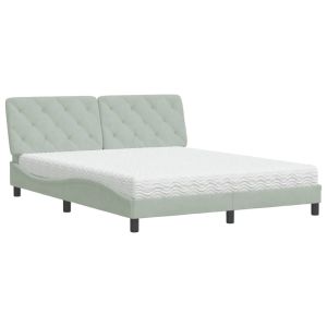 vidaXL cama con colchón terciopelo gris claro 160x200 cm
