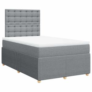 vidaXL cama box spring con colchón tela gris claro 120x190 cm