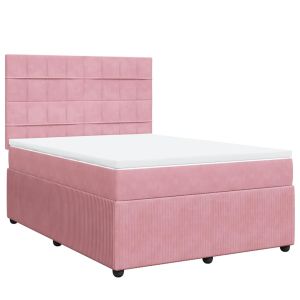 vidaXL cama box spring con colchón terciopelo rosa 160x200 cm