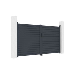 Portão de abrir calancia 3m alt.160cm alumínio cinza + motor