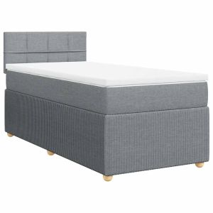 vidaXL cama box spring con colchón tela gris claro 90x190 cm