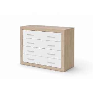 Cômoda kiara com 4 gavetas, carvalho e branco 98x82cm