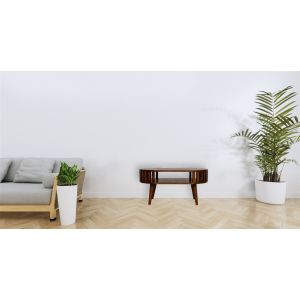 Mesa de centro Ariella em madeira maciça, castanho