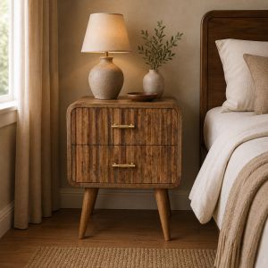 Artisan furniture mesa nórdica com puxadores t, 2 gavetas, carvalho