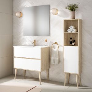 Conjunto de móveis de casa de banho ful noruega 80 carvalho branco mate