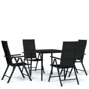 vidaXL juego de comedor para jardín 5 piezas negro