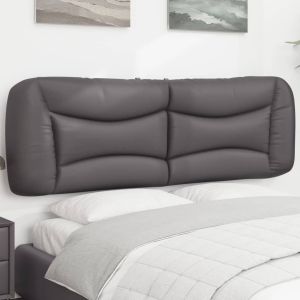 Almofadão de cabeceira 160 cm couro artificial cinzento ptob1462