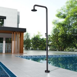 Chuveiro para piscina michigan em aço inox preto fosco | poolimex