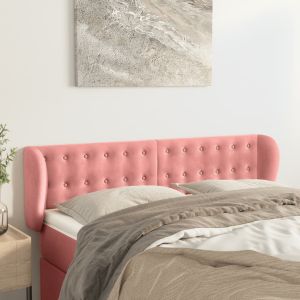 Cabeceira de cama c/ abas veludo 147x23x78/88 cm rosa ptob1873