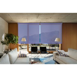 Estore de rolo screen  abertura 10%  prata e azul 90 x 250cm