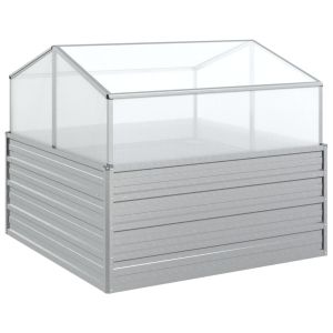 vidaXL canteiro elevado com estufa prata 100x100x85 cm