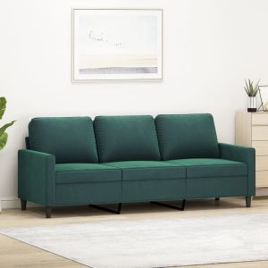 Sofá de 3 lugares 180 cm veludo verde-escuro se574495