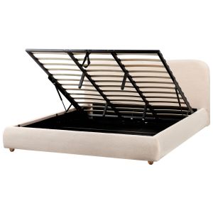 Sommier com arrumação blagnac bouclé creme claro 180 x 200 cm
