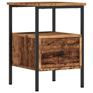 Casa lúmina - mesita de noche madera madeira trabalhada e ferro  34 x 36 x