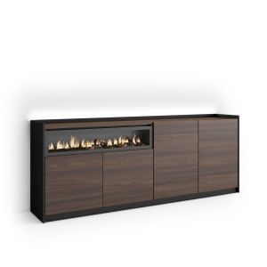 Aparador sala de jantar, 207x37x80cm, lareira eléctrica, LED rf4928
