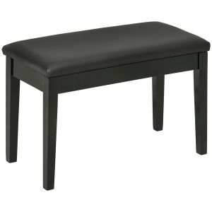 Banco de piano em madeira preto com assento acolchoado 75x35x49 cm
