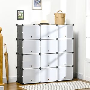 Sapateira modular com 12 cubos preto 125x32x125cm