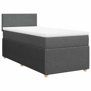 vidaXL cama box spring con colchón tela gris oscuro 90x190 cm