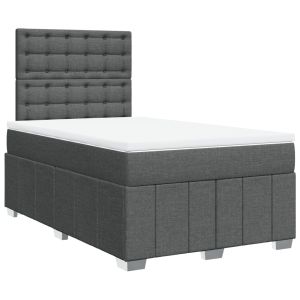 vidaXL cama box spring con colchón tela gris oscuro 120x200 cm