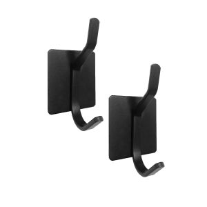 Rei | 2 cabides adesivos modelo c8737 | aço inoxidável preto fosco |