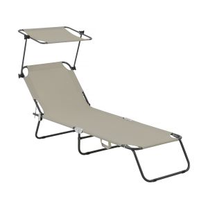 Espreguiçadeira dobrável "lazy" - com guarda-sol - taupe